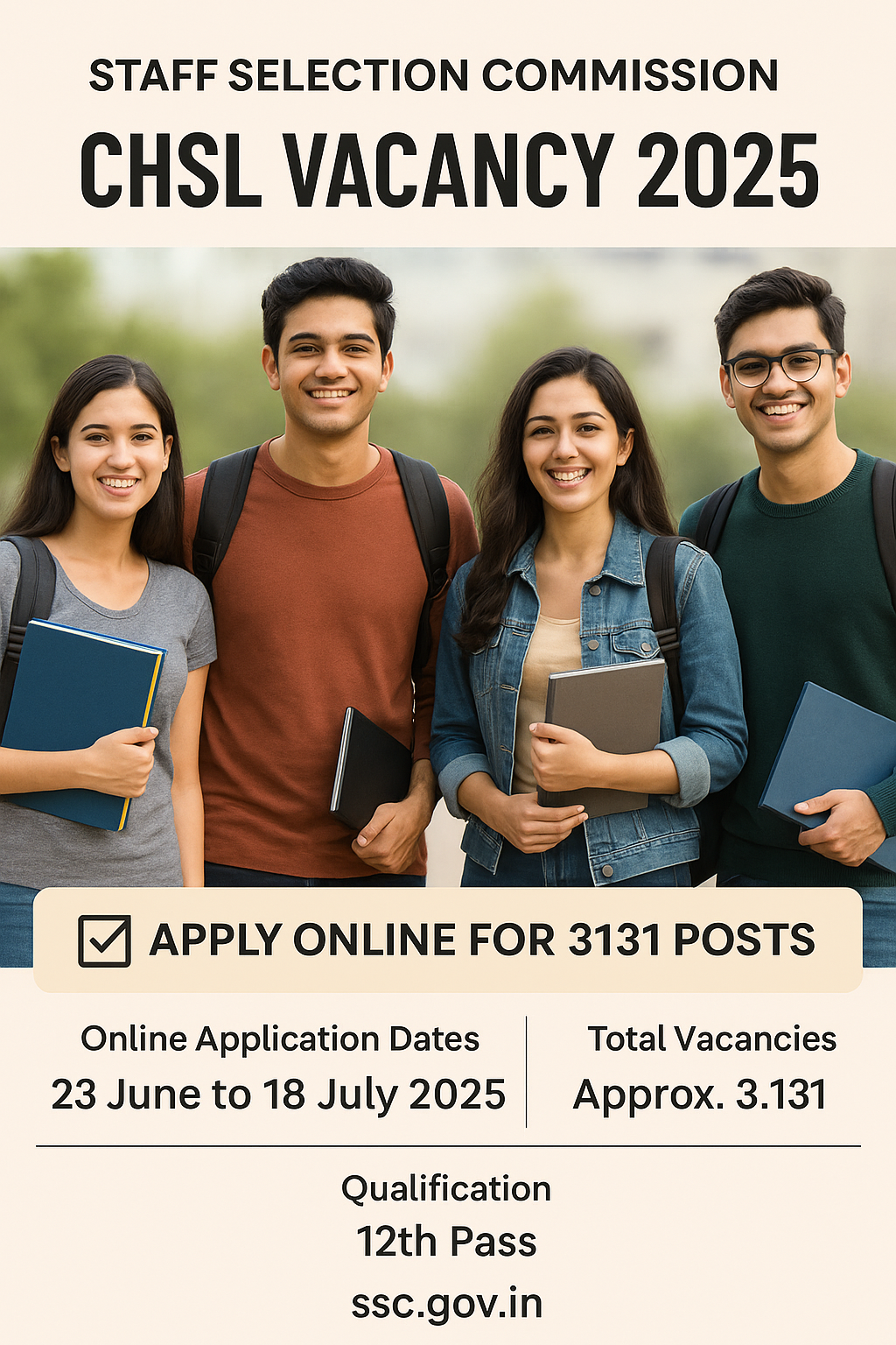 SSC CHSL Recruitment 2025: Apply Online for 3131 Posts (LDC, DEO & More)